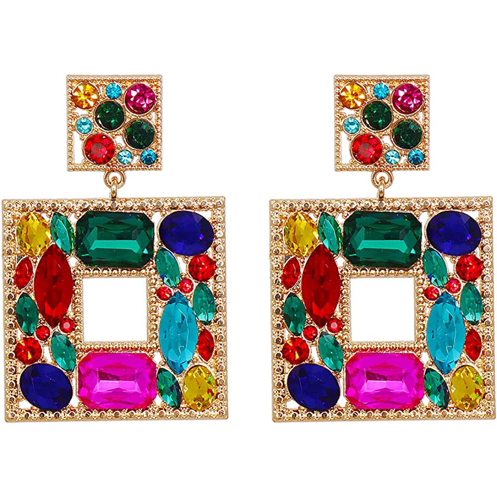 Rhinestone Square Drop Earrings Official For Sale