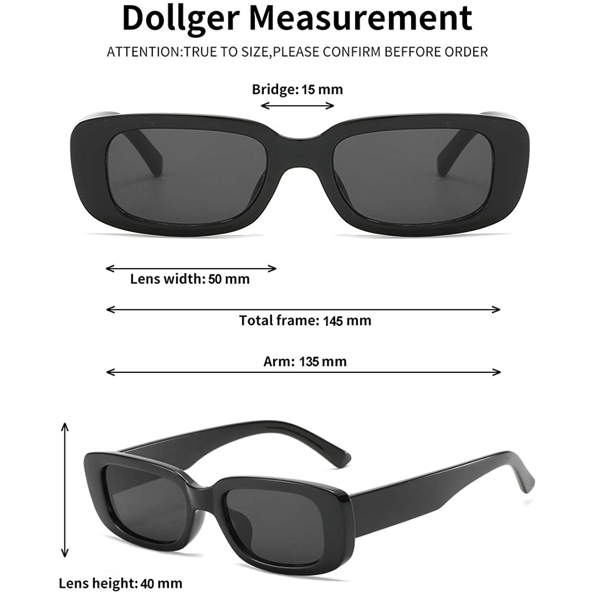 Dollger Retro Fashion Rectangular Sunglasses For Sale