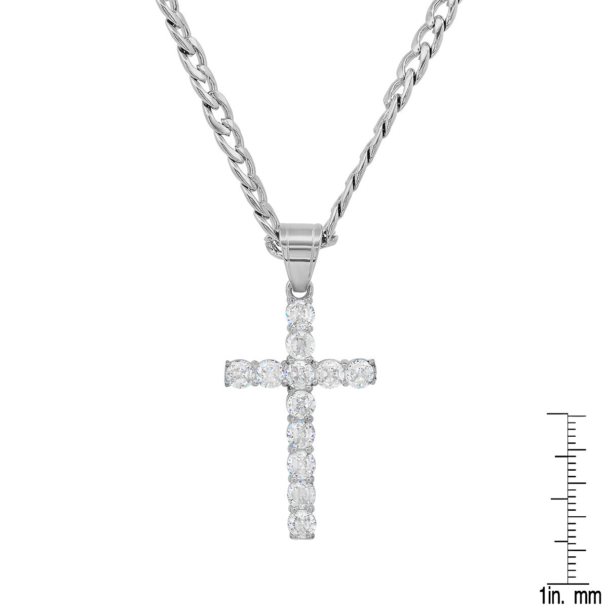 Men's Stainless Steel And Simulated Diamonds Cross Pendant Cheap Sale Amazon