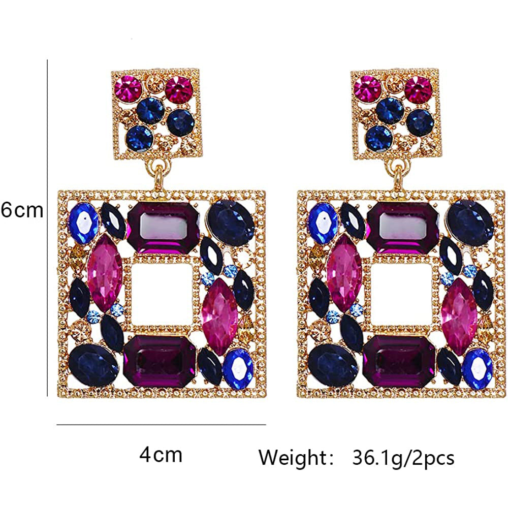 Rhinestone Square Drop Earrings Official For Sale