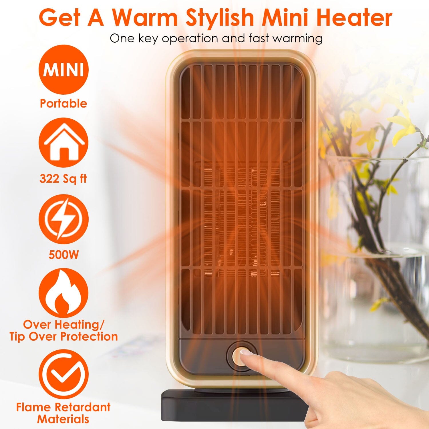 500W Portable Electric Heater Sale With Credit Card