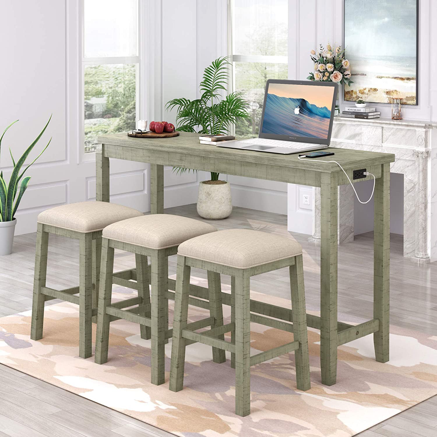 4-Piece: Counter Height Bar Table Set Best Place Sale Online