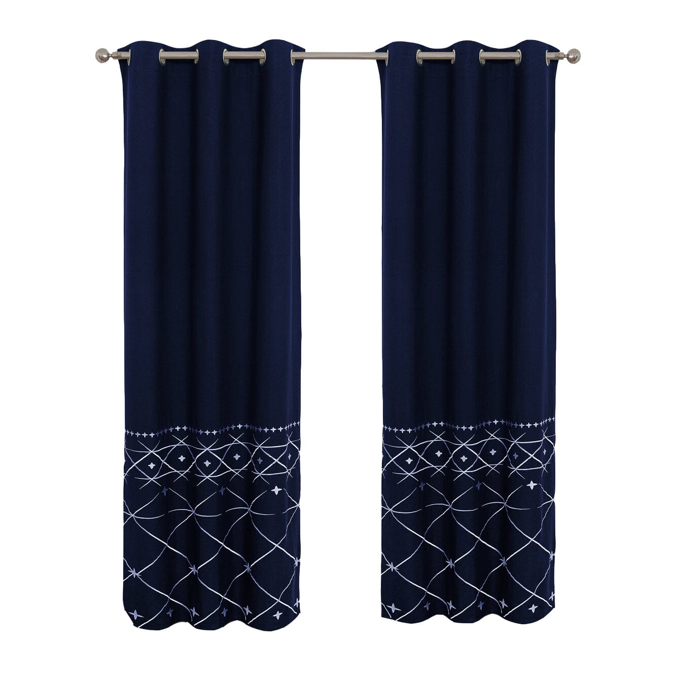 2-Piece Set: Global Indigo Embroidered Window Panel Pair Visit New