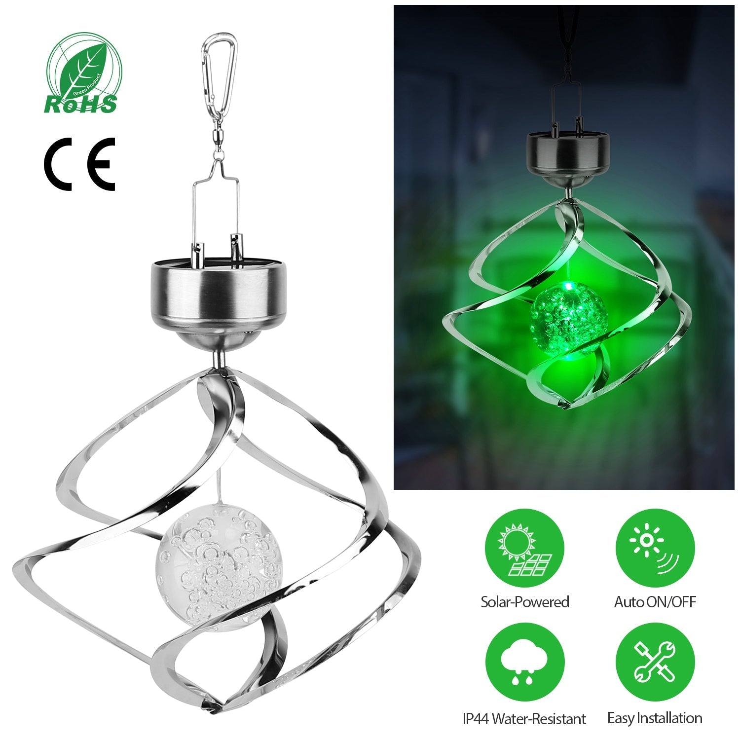 Spiral Spinner Solar Lights Wind Chime LED Cheap Pice Outlet