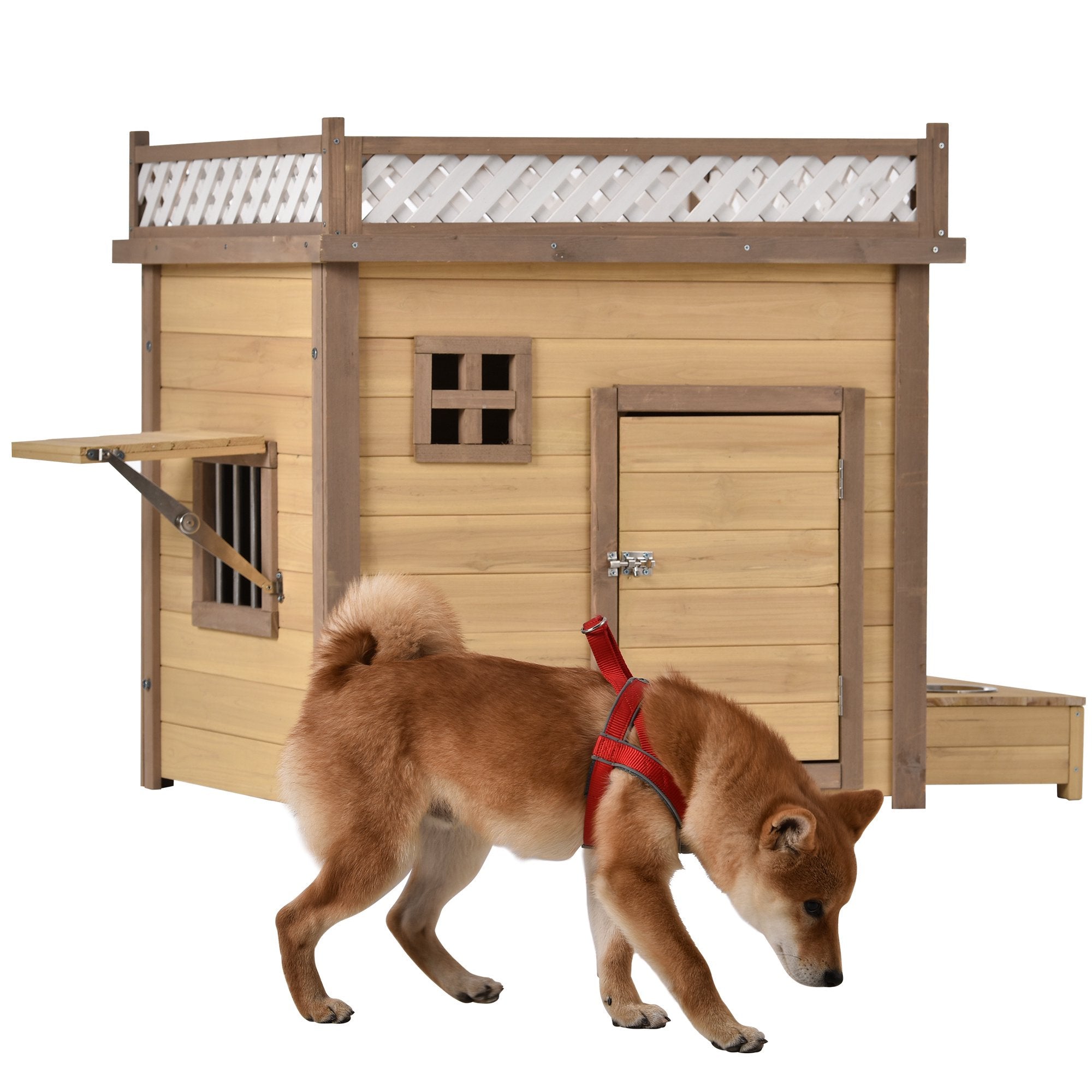 Aukfa 39.4” Wooden Dog House Puppy Shelter Kennel Outdoor & Indoor Dog Crate Cheap Nicekicks