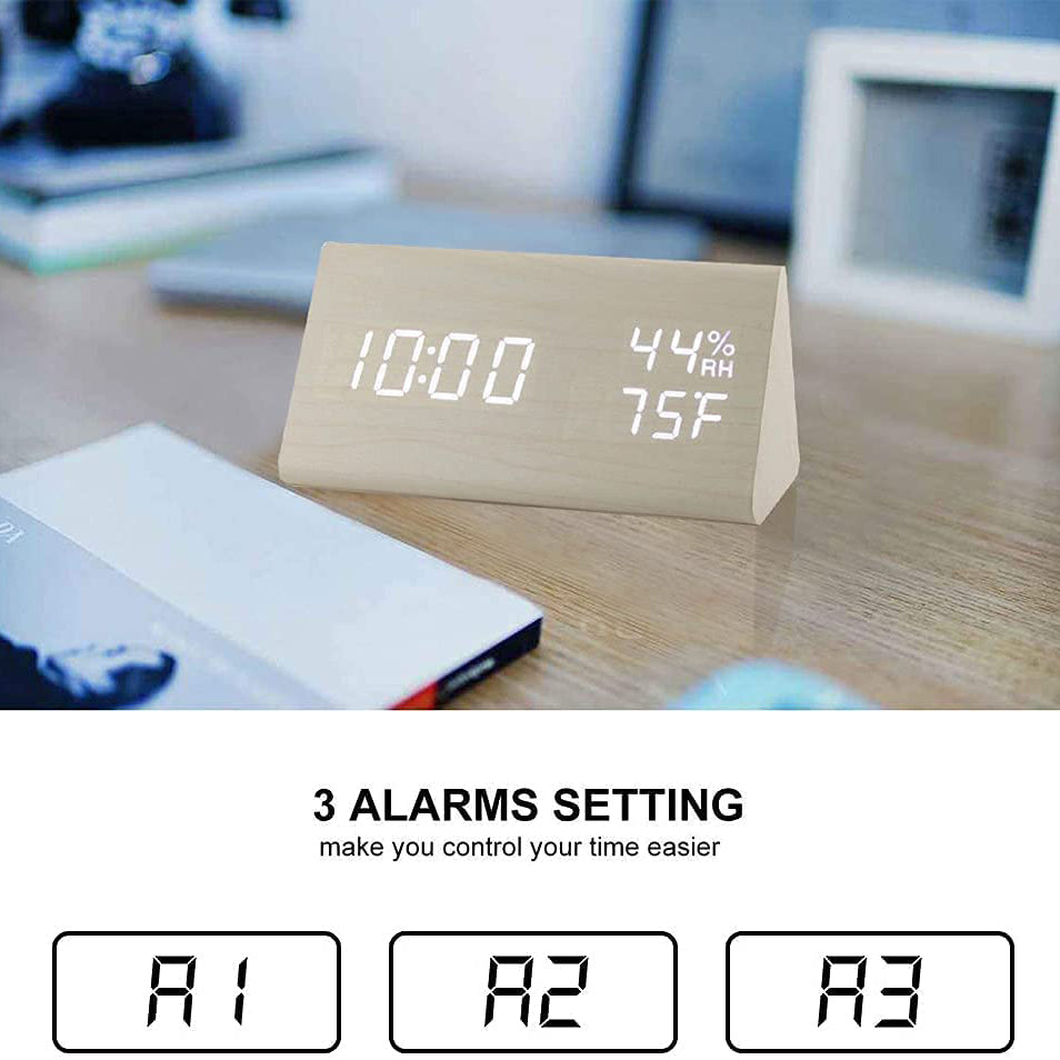 Digital Alarm Clock with Wooden Electronic LED Time Display For Nice Cheap Price