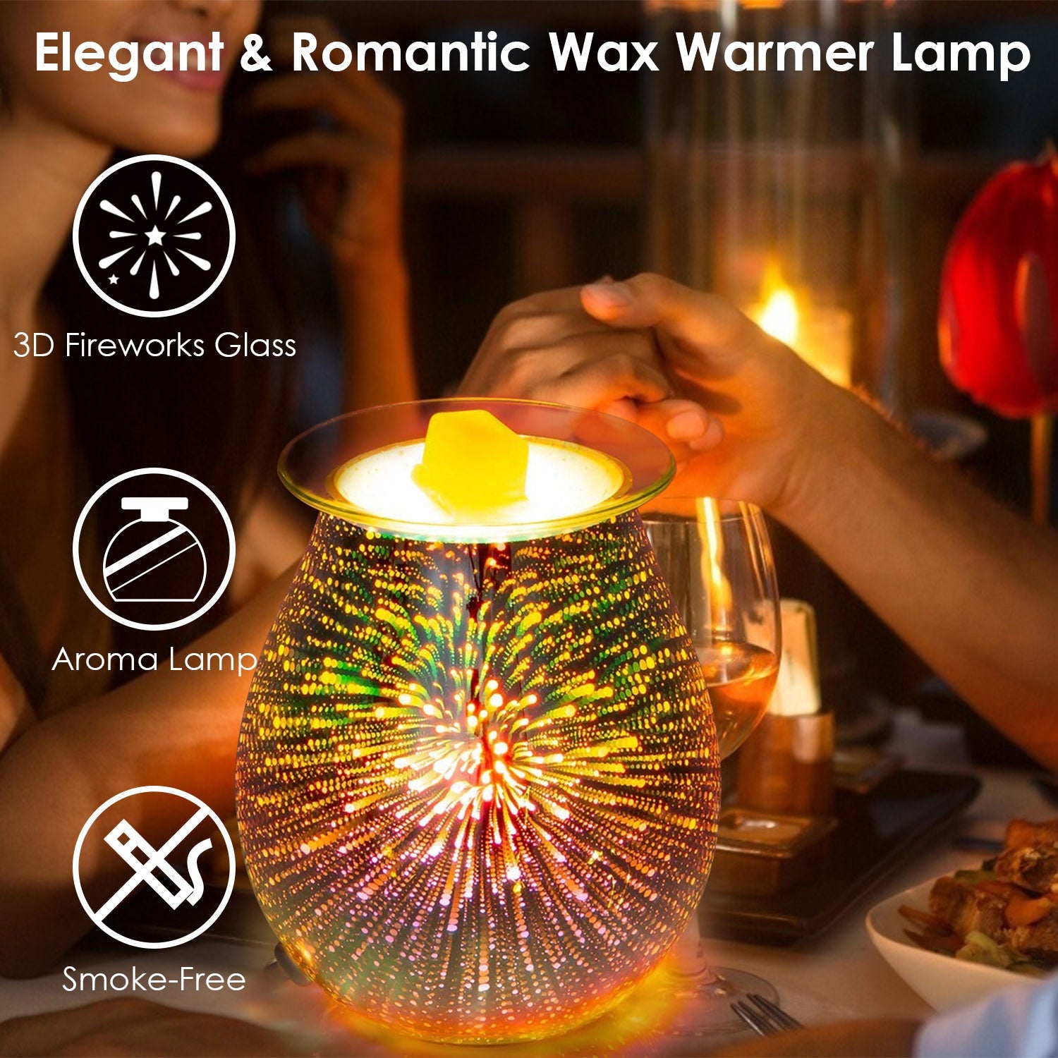 3D Fireworks Glass Wax Warmer Electric Wax Burner Night Lamp Big Sale Cheap Online