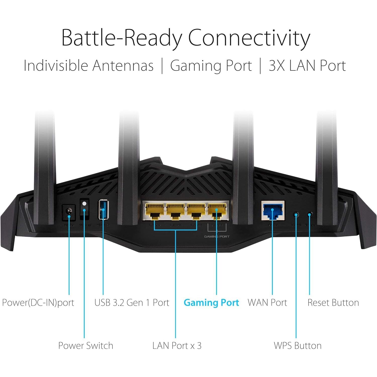 ASUS RT-AX82U AX5400 Dual-Band WiFi 6 Gaming Router, Game Acceleration, Mesh Support, Dedicated Port, Mobile Boost, MU-MIMO, Aura RGB (Refurbished) Clearance Deals