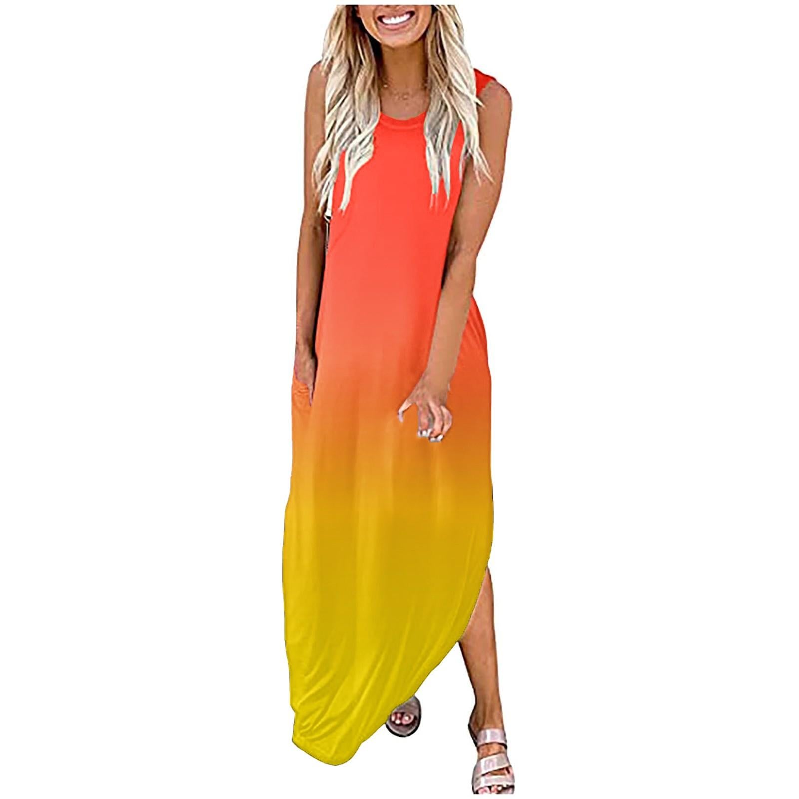 Women's Gradient Color Casual Loose Long Dress Online Online Free Shipping