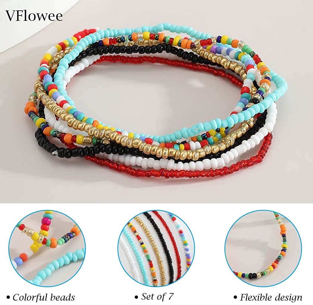 7-Pieces Set: Women's Hand Beaded African Anklet Fashionable Cheap Online