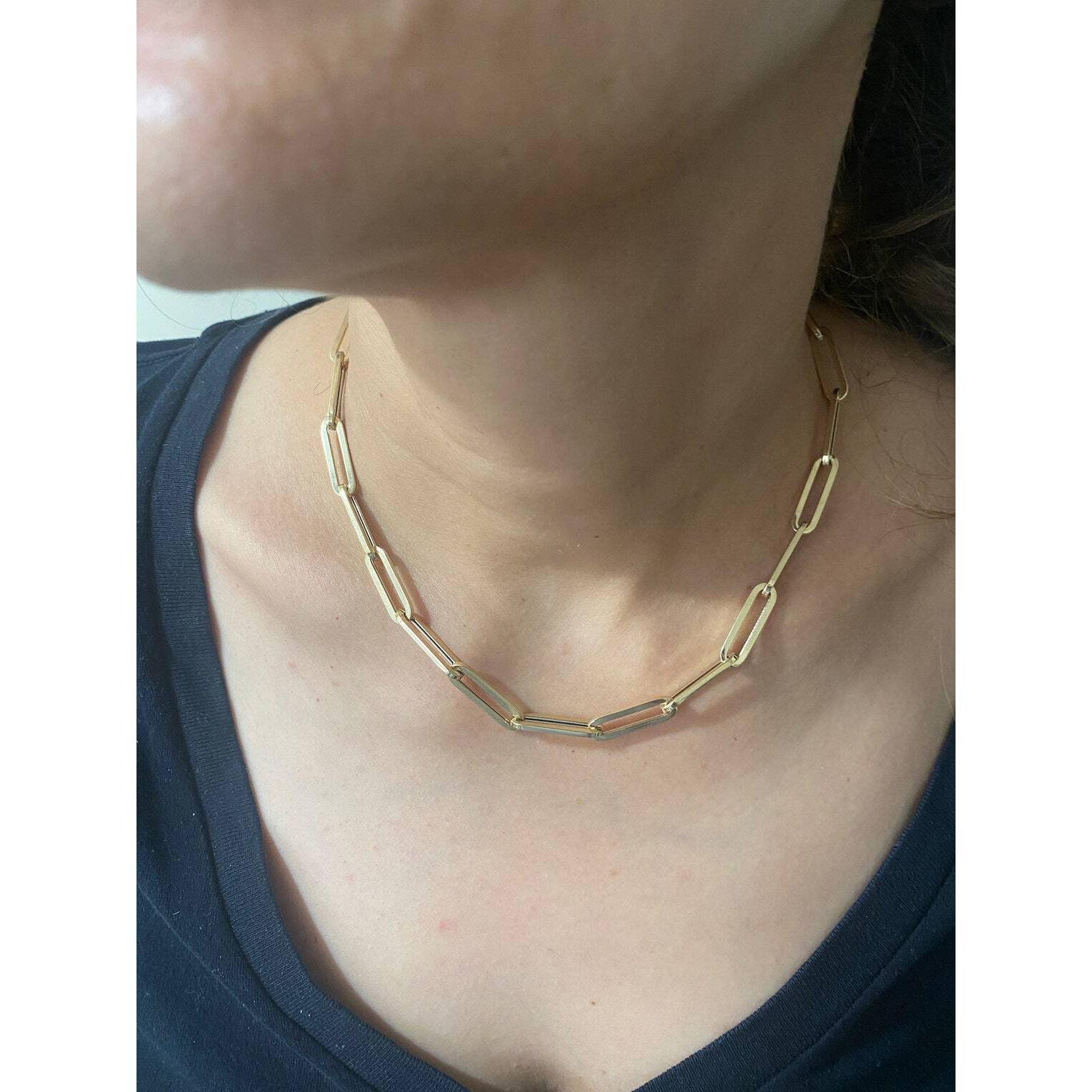 14k Yellow Gold 4mm Paperclip Chain Cable Link Necklace With Mastercard Cheap Online