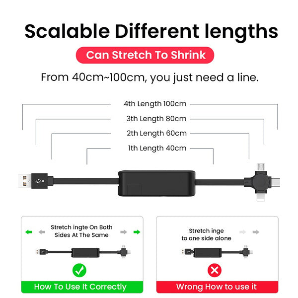 3-in-1 Portable Retractable Charging Cable Sale Online Online