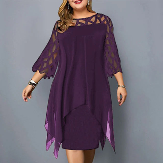Women's Plus Size Solid Color Sheath Dress Outlet Cheap Pices