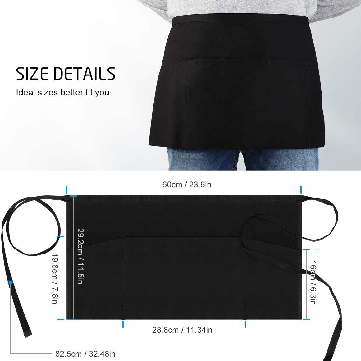 3-Pack: Syntus Server Aprons with 3 Pockets Cheap 100% Original