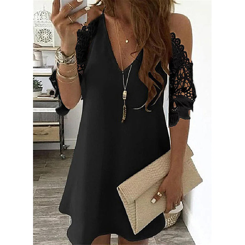 Women's Half Sleeve Solid Cutout Shift Dress For Sale Free Shipping