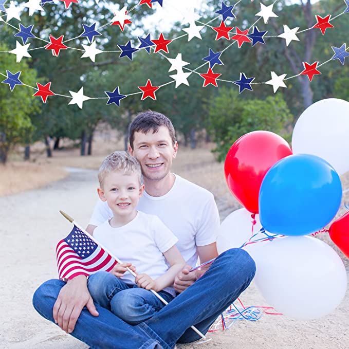 8 Strands Patriotic Star Streamers Banner Garland Where To Buy