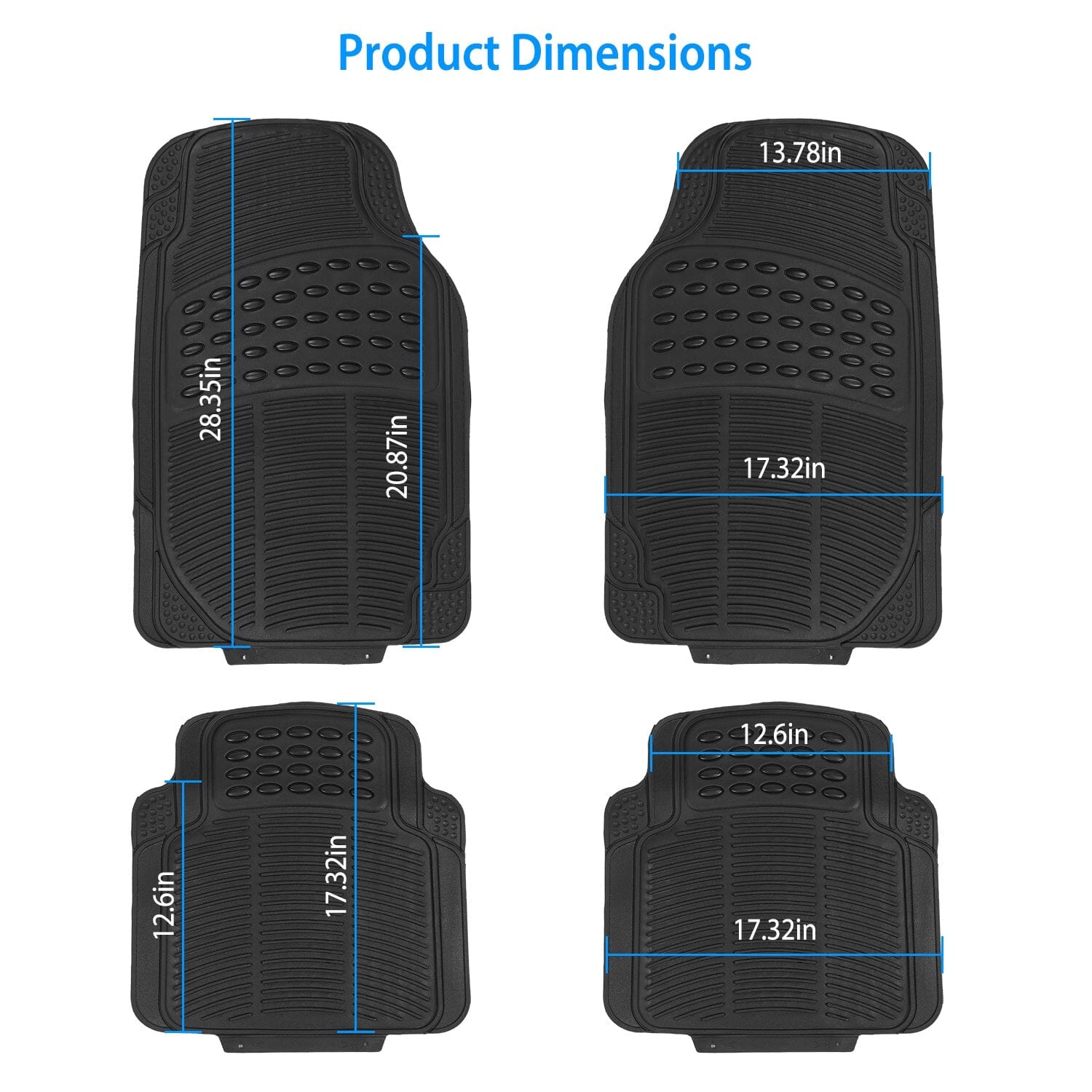 4-Pieces: Heavy Duty PVC Rubber Automotive Floor Mats with Trimmable Design Cheap Sale Sale