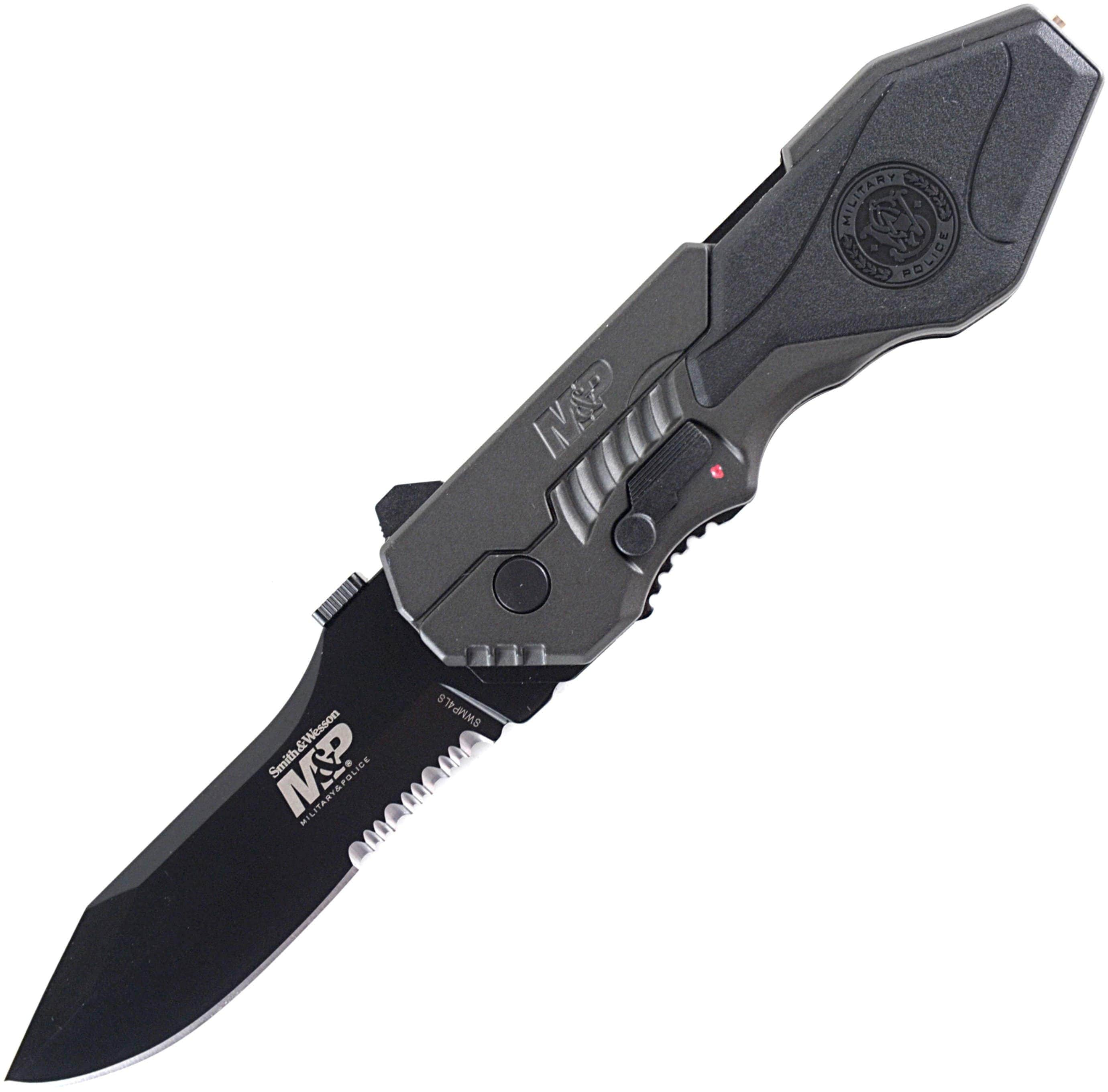 Smith & Wesson M&P Folder, 3.6 MAGIC Assisted Combo Blade, Aluminum Handle - SWMP4LS Free Shipping With Mastercard