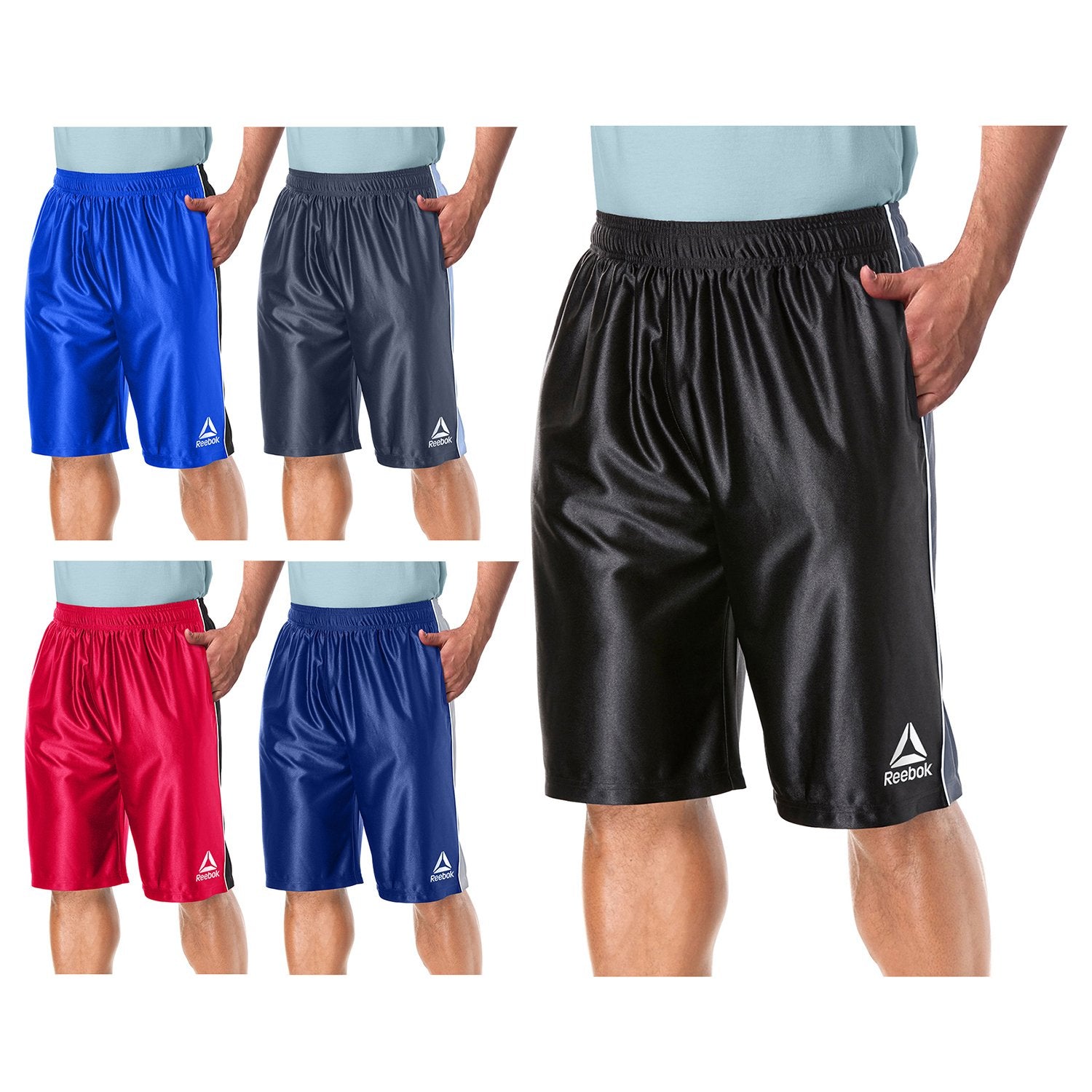 4-Pack: Reebok Men's Two Toned Athletic Performance Dazzle Shorts With Pockets Outlet 2025 Newest