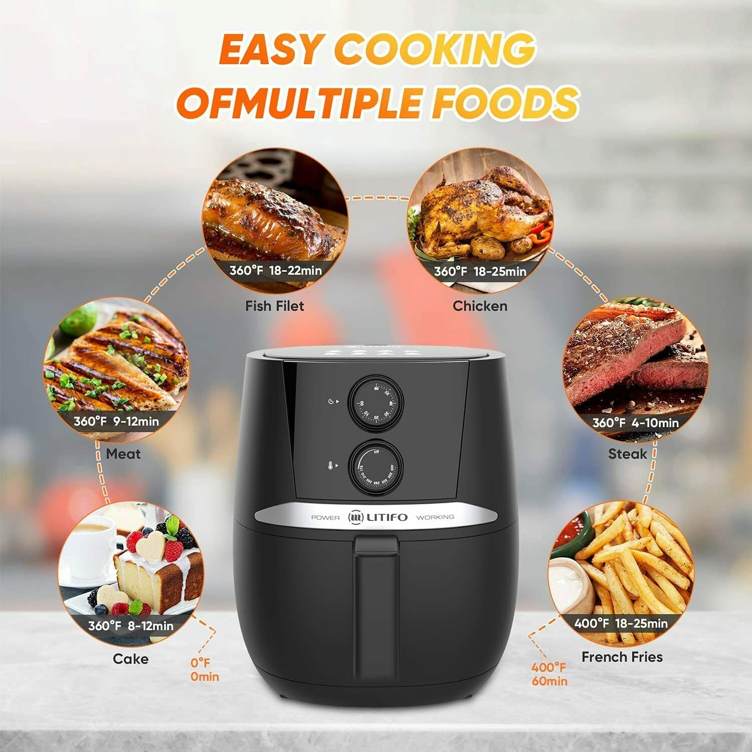 Air Fryer 4.5 QT Oven Oilless Cooker with Rotary Button Home Outlet Sast