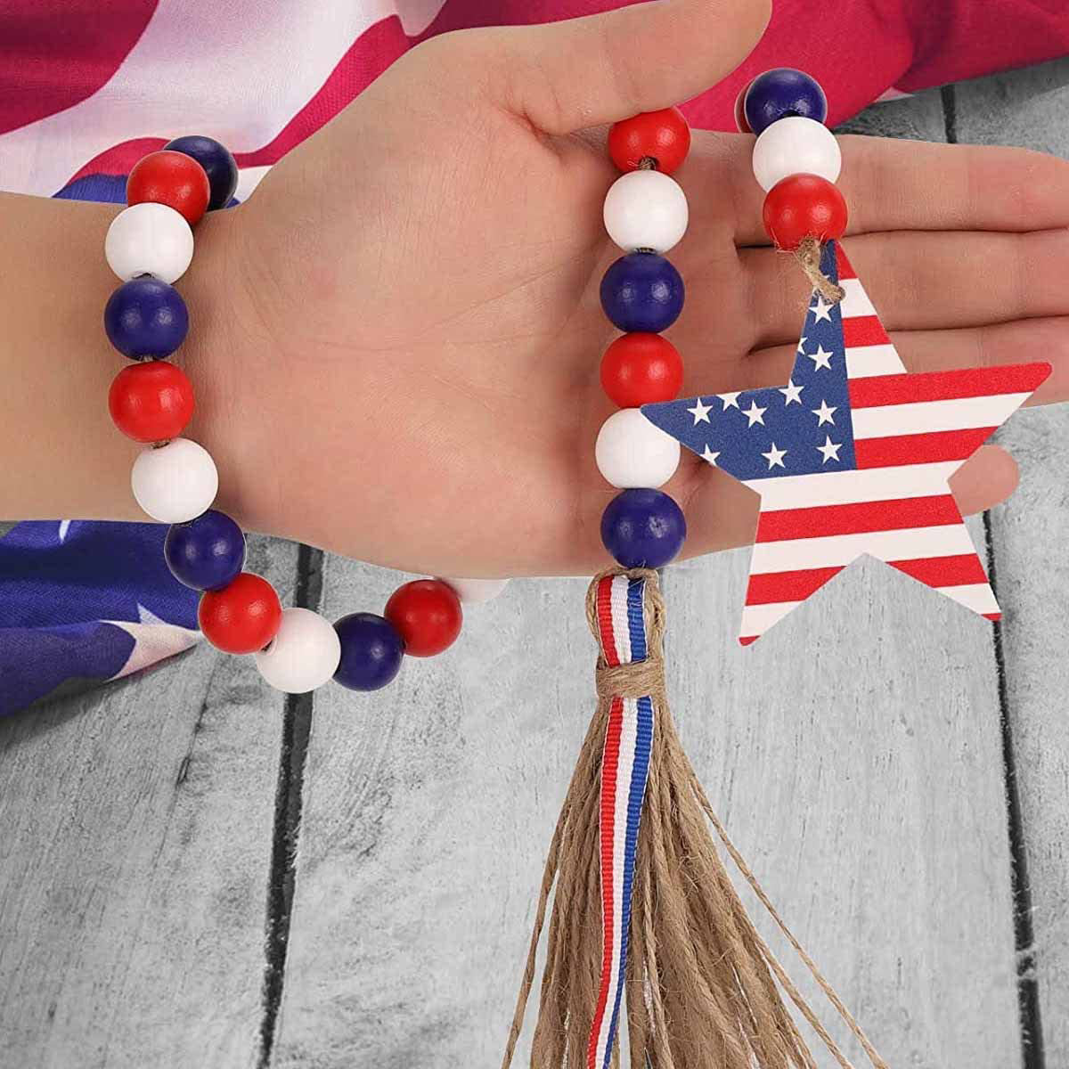 Independence Day Wooden Bead Wreath Really For Sale