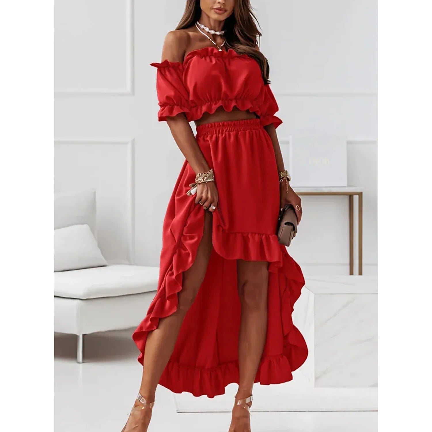 Women's Sexy Boho Solid Color Casual Dress Two Piece Pictures For Sale