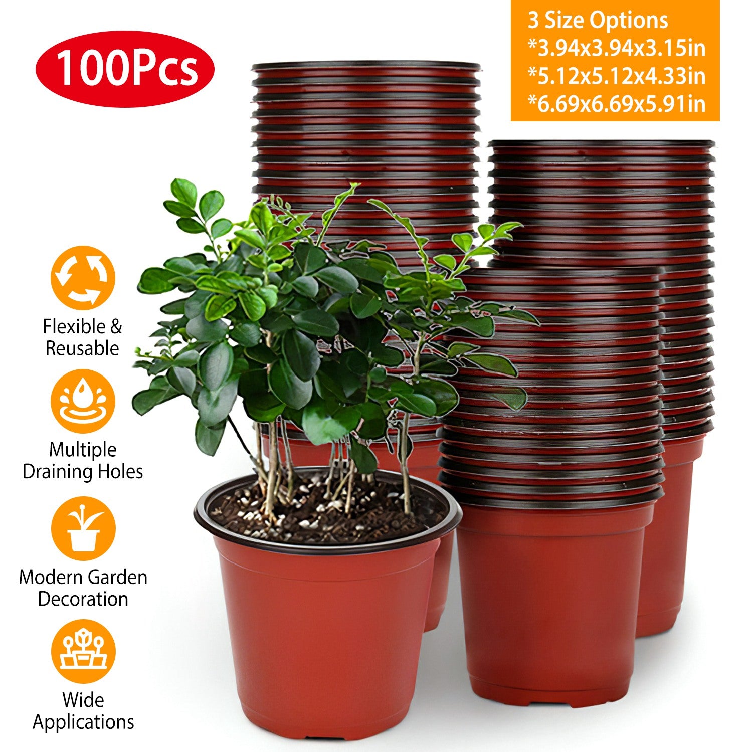 100-Piece: Plastic Plant Nursery Pots Finishline