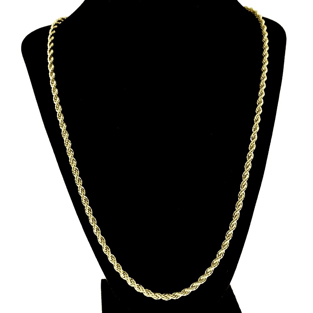 18K 3mm Solid Gold Rope Chain Necklace Men Women Pices Cheap Online