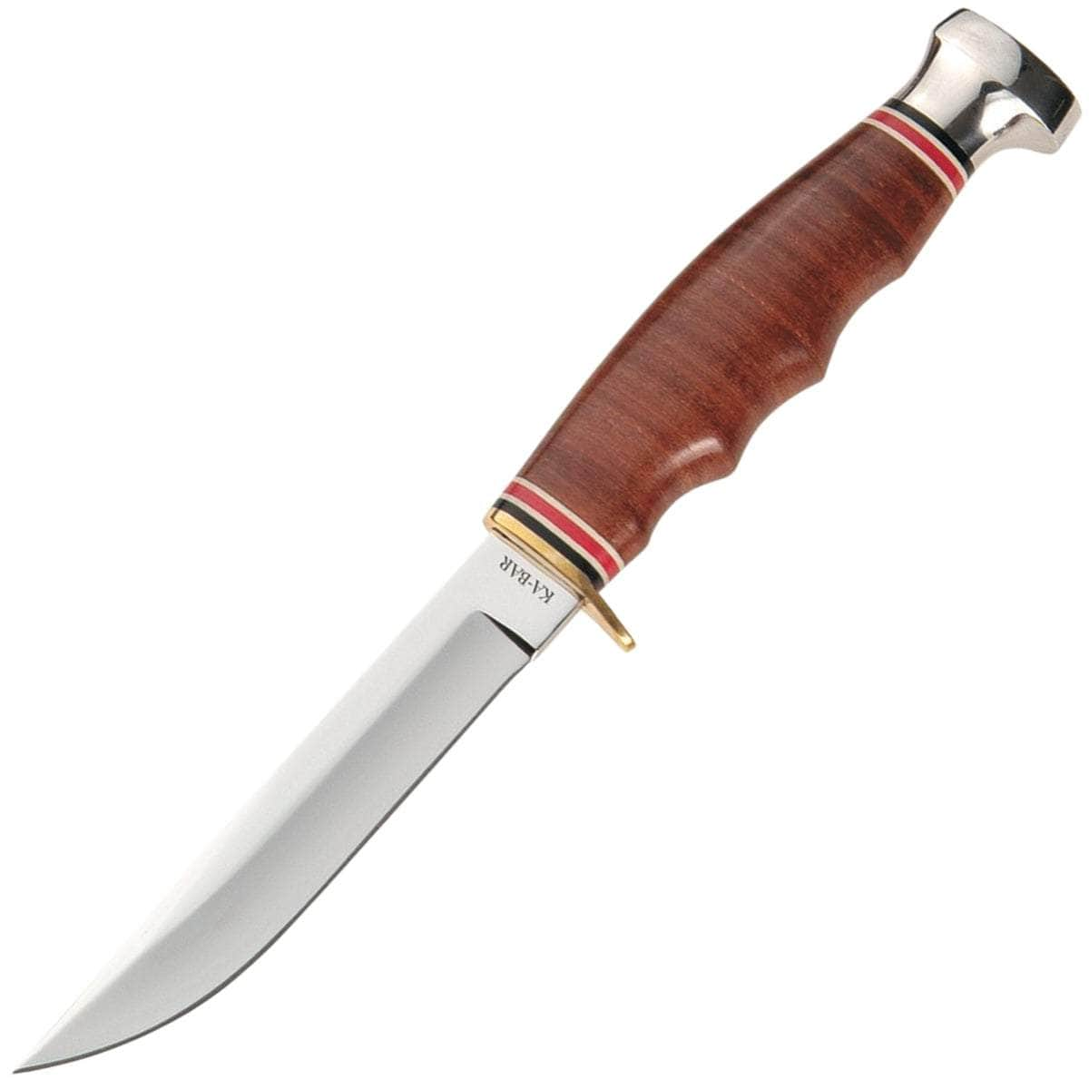 KA-BAR Hunter, 4 Blade Stacked Leather Handle, Leather Sheath - 1232 Largest Supplier Cheap Pice