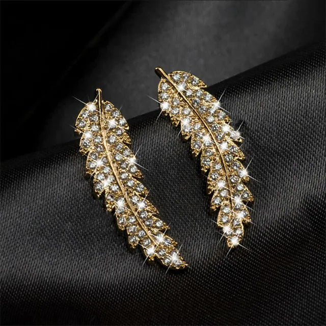 3-Pairs: Zircon Gold and Silver Leaf Stud Earrings Buy Cheap Affordable