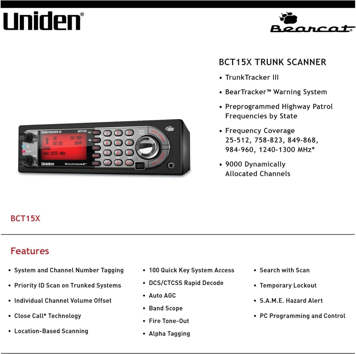 Uniden BearTracker Scanner (BCT15X) with 9,000 Channels  (Refurbished) New Arrival Cheap Online