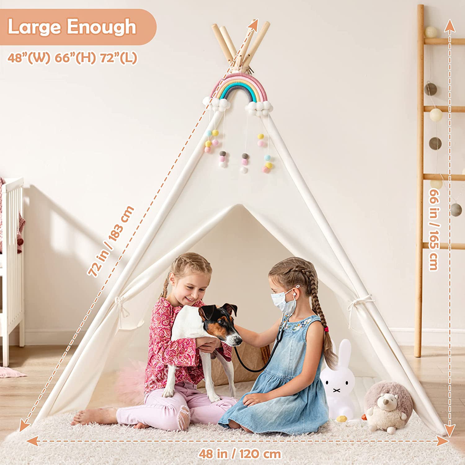 Teepee Tent for Kids - Play Tent Indoor Outdoor Cotton Canvas Cheap Pice Original