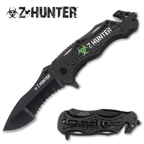 Z-Hunter Tactical Rescue Knife, 3.5 Assisted Blade, Black Handle - ZB-018BK Enjoy For Sale