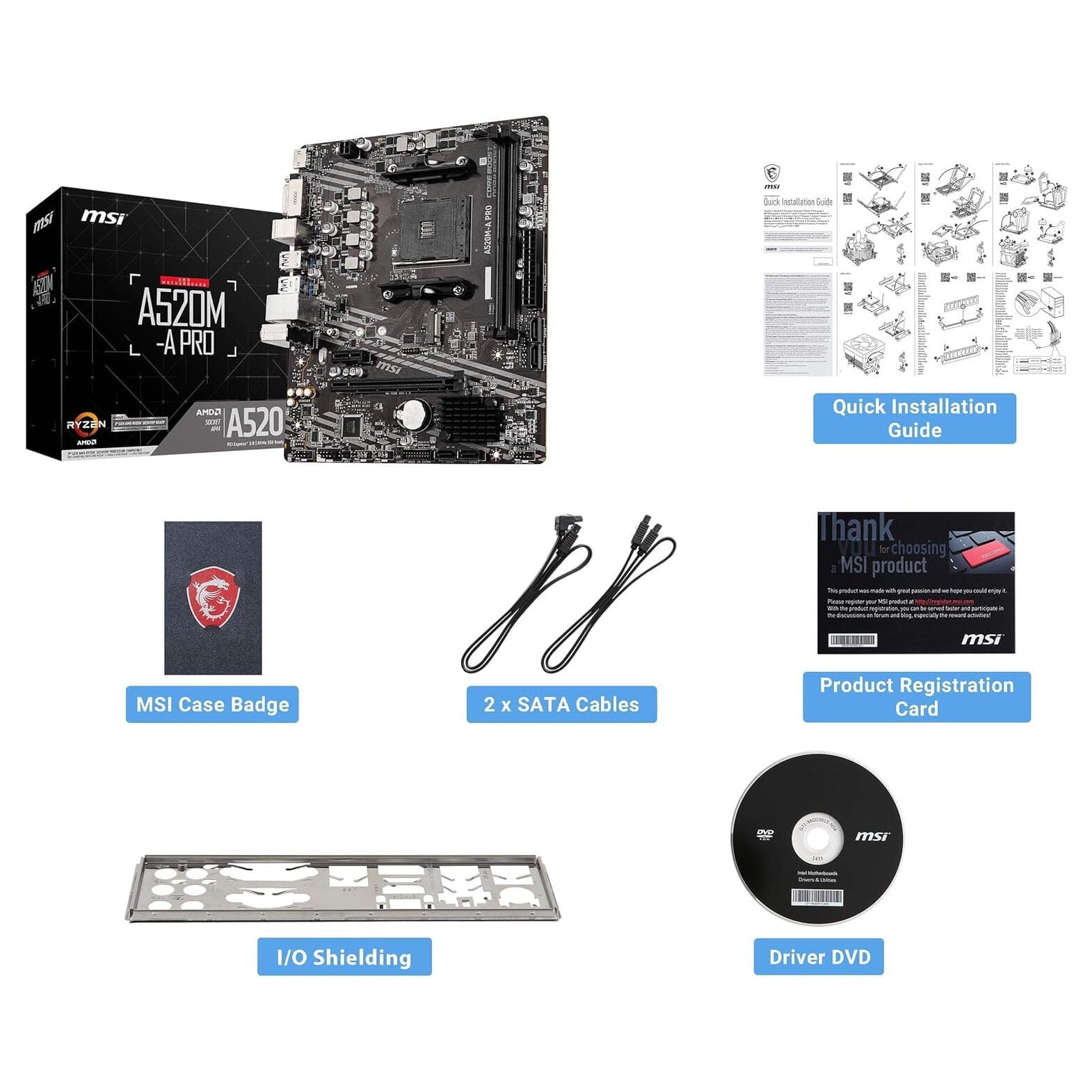 MSI A520M-A PRO Gaming Motherboard  (Refurbished) Get Authentic