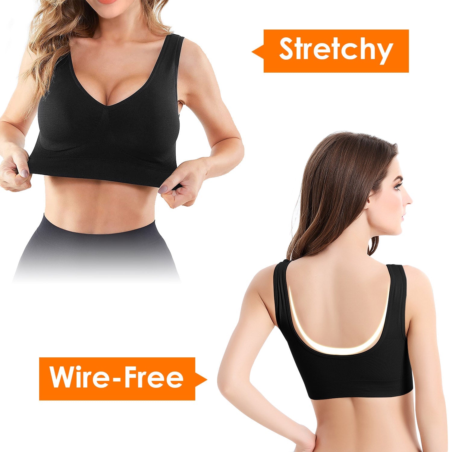 3-Pack: Women Seamless Wire-free Bra for Fitness Workout Low Pice Fee Shipping Sale Online