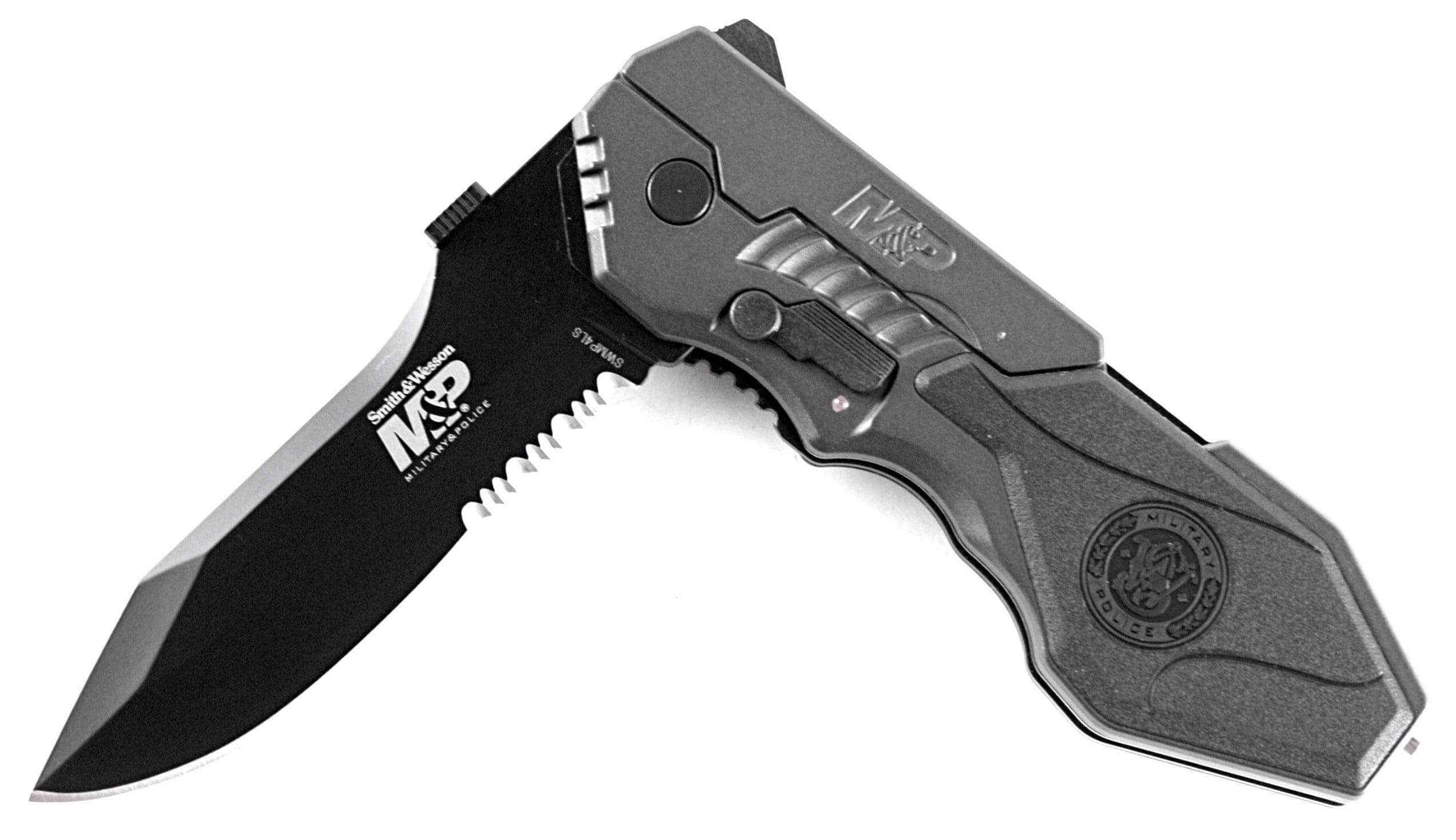 Smith & Wesson M&P Folder, 3.6 MAGIC Assisted Combo Blade, Aluminum Handle - SWMP4LS Free Shipping With Mastercard