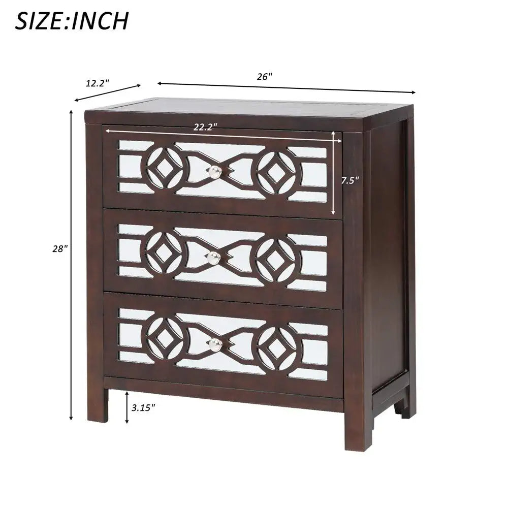 Mirrored Carved Pattern Modern Gold Finish Bedroom Nightstand Sale With Mastercard