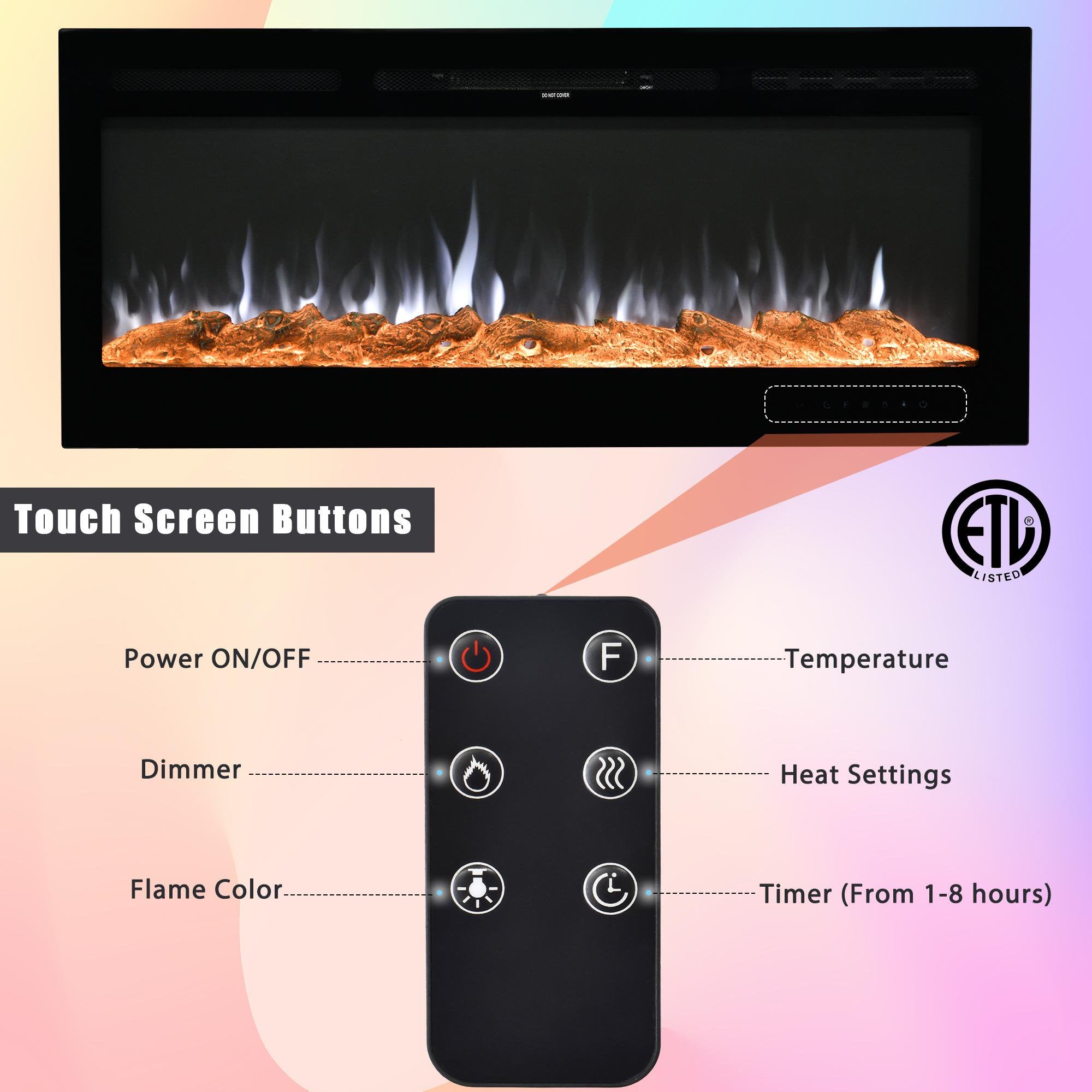 Wall-Mounted Recessed Electronic Fireplace - 50 Inch Buy Cheap Big Discount