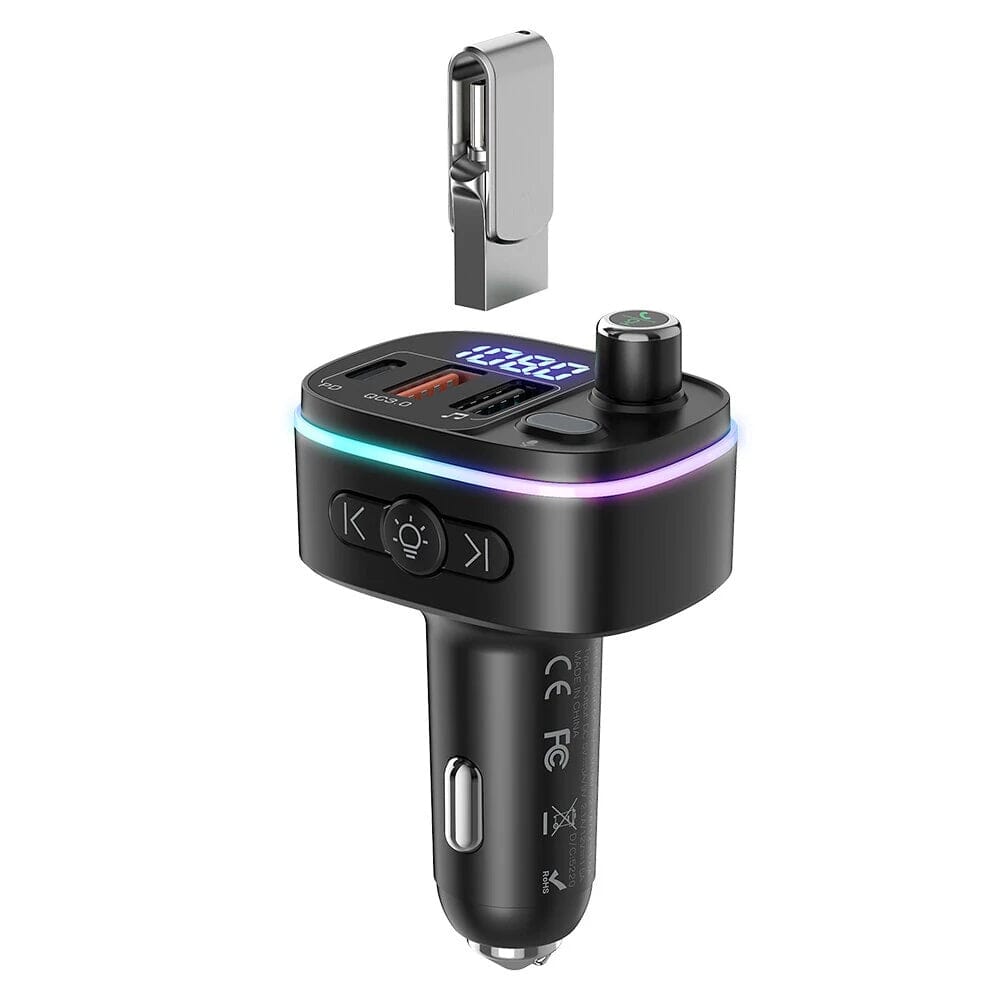 Bluetooth V5.0 FM Transmitter USB Car Charger Outlet Finishline