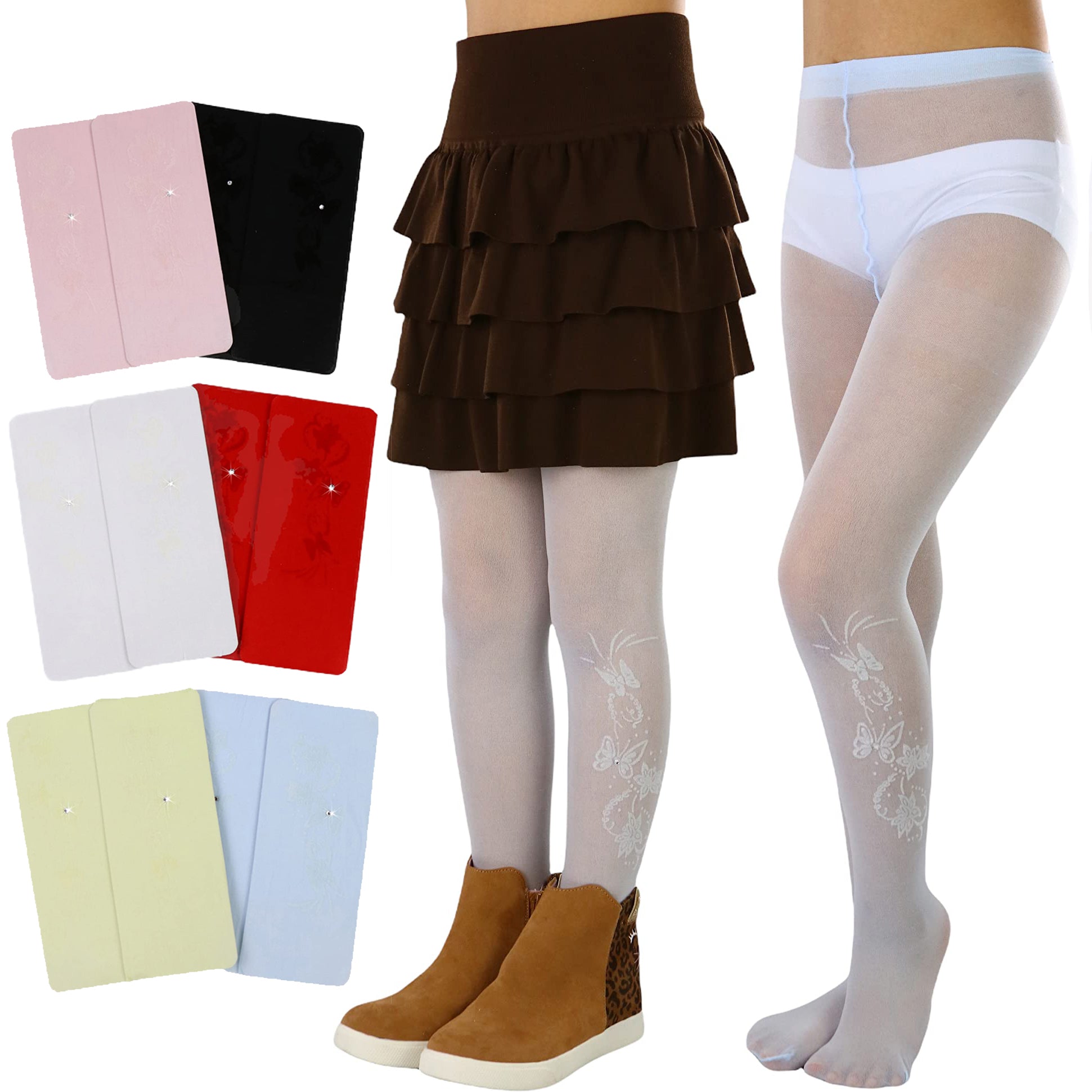 6-Pack: ToBeInStyle Girl's Butterflies and Flower Print Pantyhose Sale Get To Buy