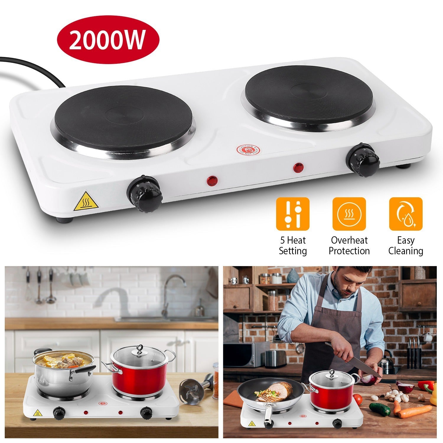 2000W Portable Double Electric Burner Clearance Supply