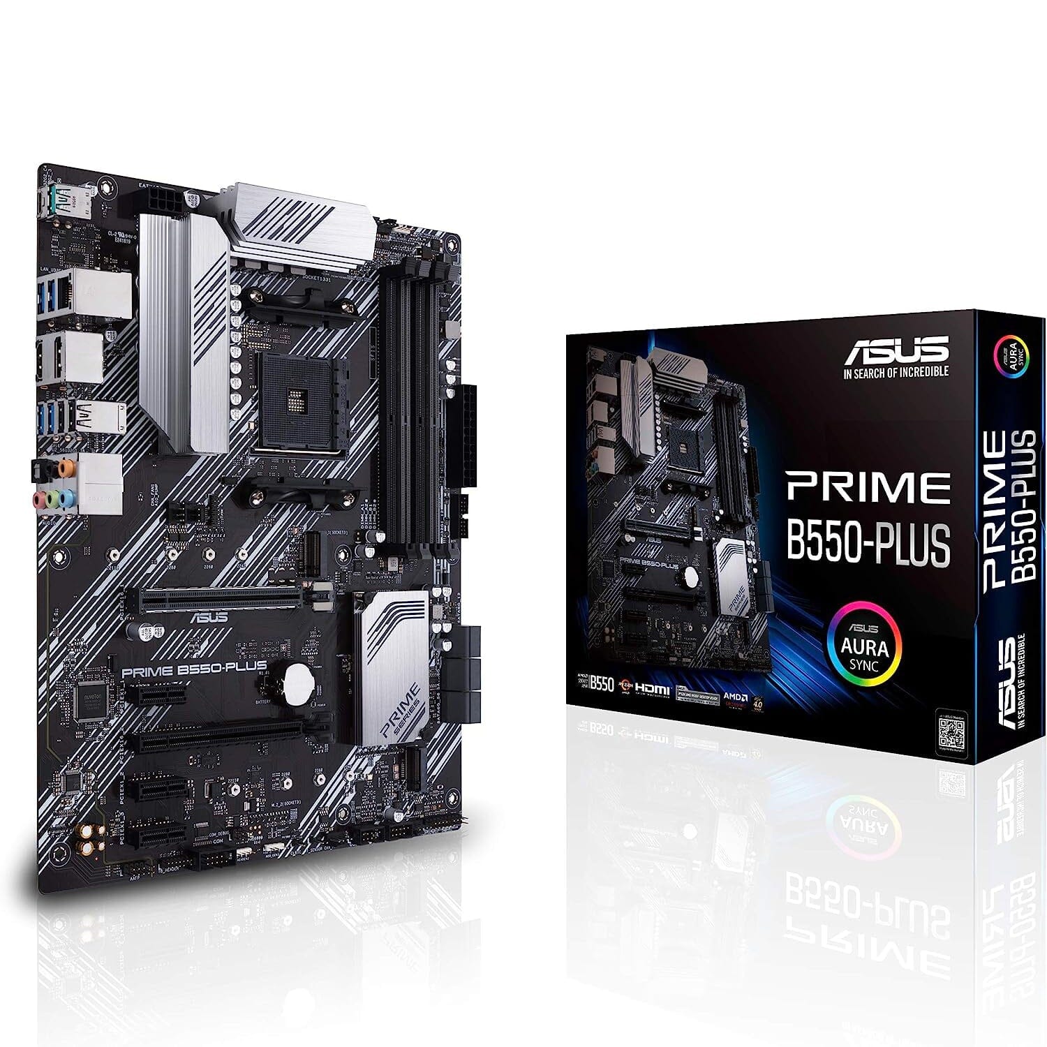 ASUS Prime B550-PLUS AMD AM4 Zen 3 Ryzen 5000 & 3rd Gen Ryzen ATX Motherboard (PCIe 4.0, ECC Memory, 1Gb LAN, HDMI 2.1, DisPlayPort 1.2 (4K@60HZ), Addressable Gen 2 RGB Header and Aura Sync) (Refurbis Visit Online