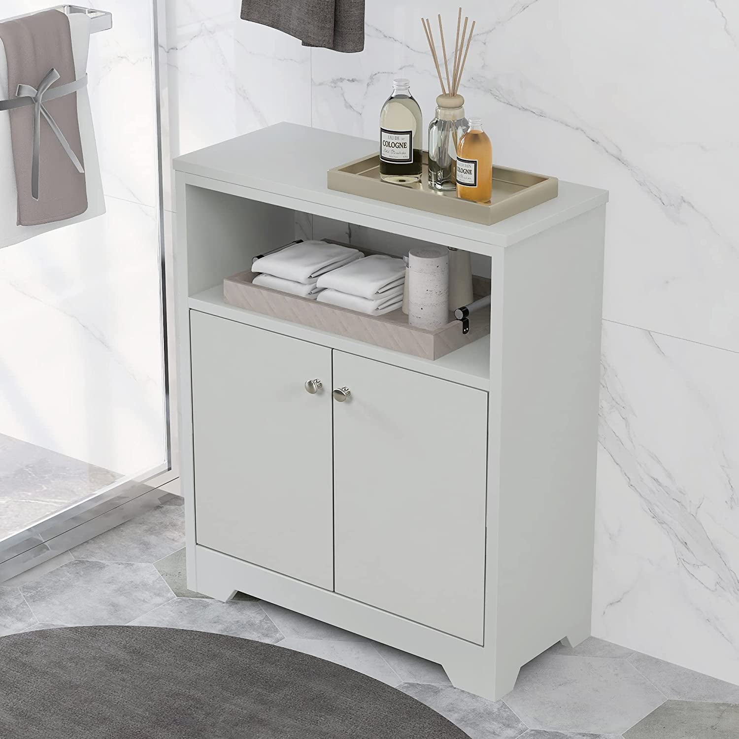 Bathroom Storage Cabinet with Two Doors and Adjustable Shelves Enjoy Cheap Online