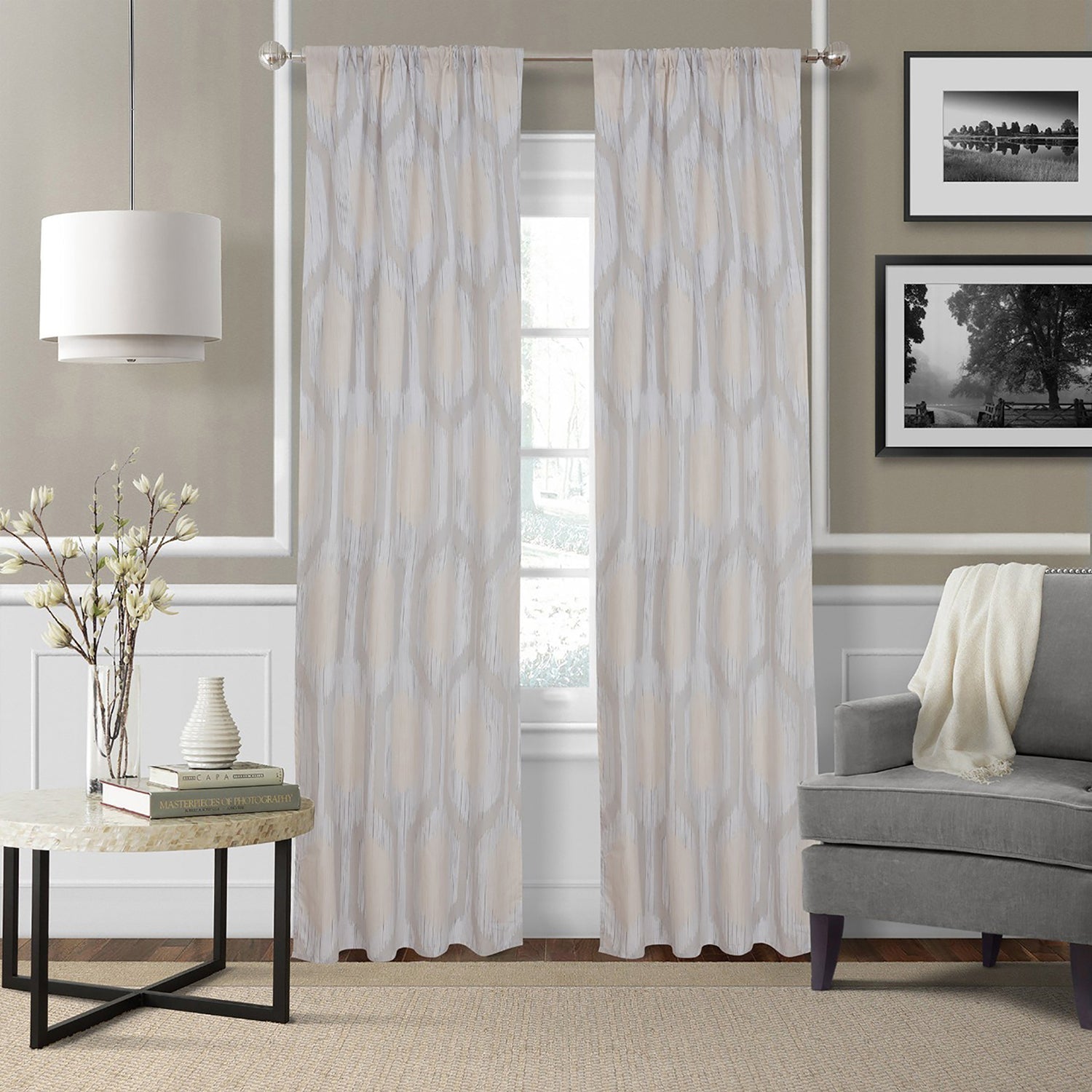 2-Piece Set: Hexagon Strié Window Curtain Panel Pair Recommend