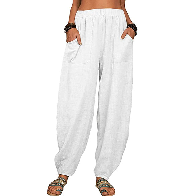 Women's Linen High Waist Wide Leg Pants Discount 2025 New