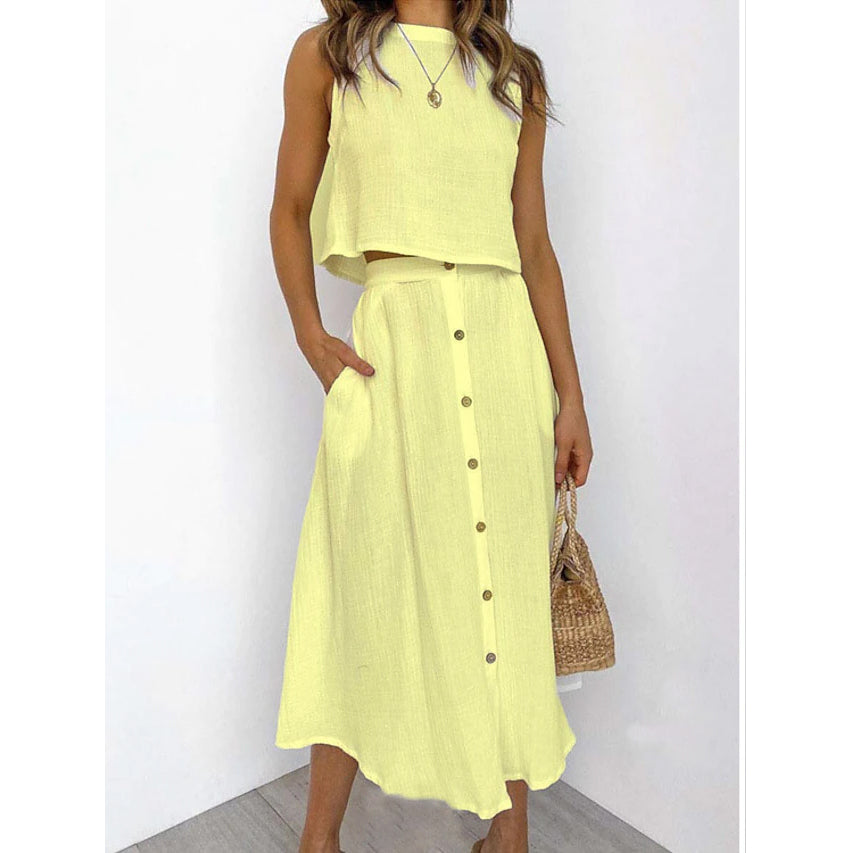 2-Piece Set: Women's Solid Color Casual Dress Outlet Popular