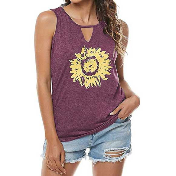 Leo Rosi Women Casual Sunflower Summer Tank Top Buy Cheap Best Place