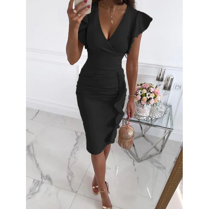 Women's Sheath V-Neck Knee Length Dress Footlocker Pictures Sale Online