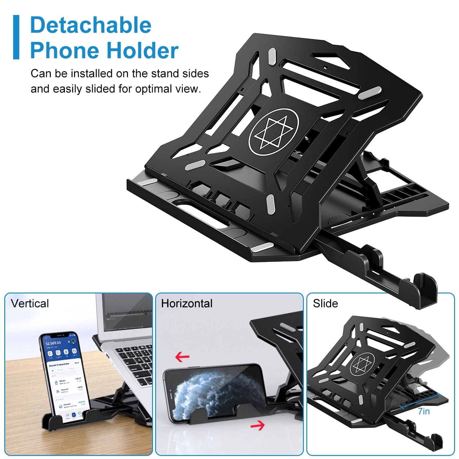 360 Rotating Laptop Riser Stand with Phone Stand 8 Level Adjustable Height Lowest Pice