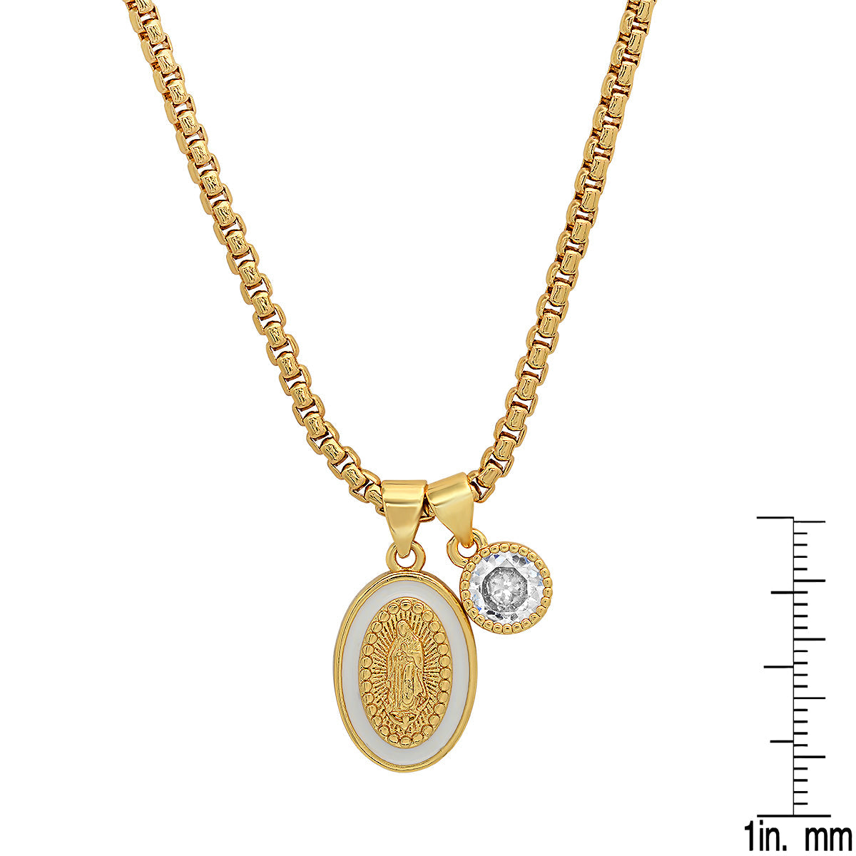 Ladies 18k Gold Plated Brass Our Lady of Guadalupe and Simulated Diamond Pendant Charms Free Shipping Geniue Stockist